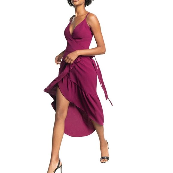 Dress the Population Delphine Wrap Hi Low Flounce Dress Size S - Picture 2 of 8